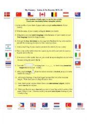 English Worksheet: My Country    Listen & Do Exercise RCL-10