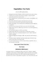 English Worksheet: Food Fun Facts