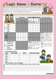 English Worksheet: Logic game (41st) - Easter *** for elementary ss *** with key *** fully editable *** B&W