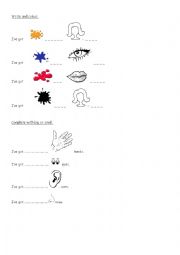 English Worksheet: Read, colour and write.