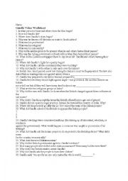 English Worksheet: Ghandi Movie Worksheet