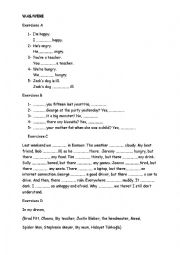 English Worksheet: was-were