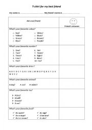 English worksheet: T-shir for my friend