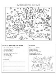 English Worksheet: EASTER EGG HUNTING - CAN / CANT 