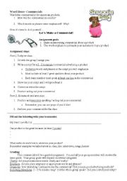 English Worksheet: Practice Word Emphasis with TV commercials!