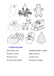 English worksheet: Christmas colur dictation