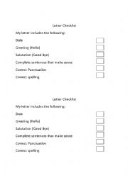 English Worksheet: Letter Checklist