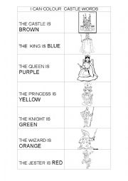 English Worksheet: I can colour castle words