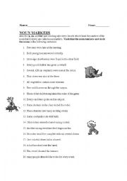 English worksheet: noun marker