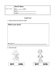 English Worksheet: English test About Family 