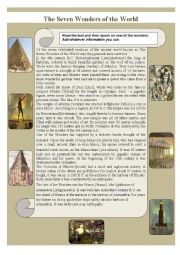 English Worksheet: The Seven Wonders of the World