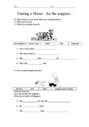 English worksheet: Finding a home for the puppies