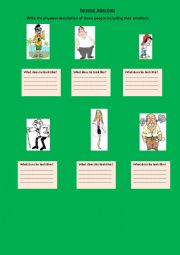 English Worksheet: Personal Adjectives and Feelings