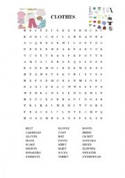 English Worksheet: Clothes Puzzle