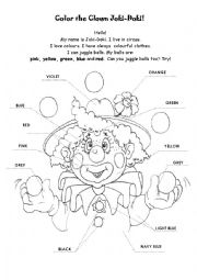 English Worksheet: Colour the clown Joki-Doki