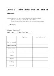 English worksheet: what we have in common