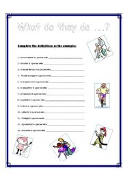 English Worksheet: what do they do