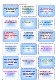 SECOND CONDITIONAL SPEAKING CARDS - ESL worksheet by neusfalco