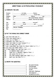 English Worksheet: GREETINGS AND INTRODUCTION WORKSHEET FOR BEGINNER LEARNERS OF ENGLISH