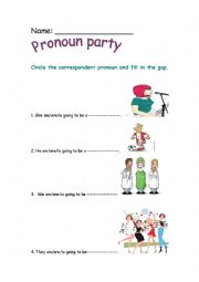 English Worksheet: pronouns party 