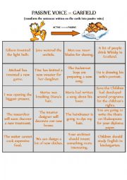 ACTIVE voice to PASSIVE voice - CARDS for GARFIELD DIE