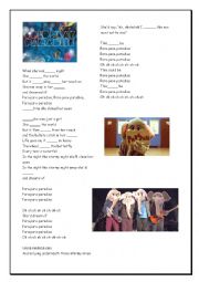 English Worksheet: Coldplay Paradise Lyrics