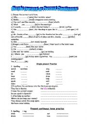 English Worksheet: present continuous and simple