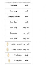English worksheet: I can_baby_can not