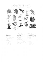 English worksheet: Halloween match exercise