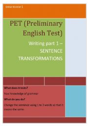 PET writing part 1 (Preliminary English Test)
