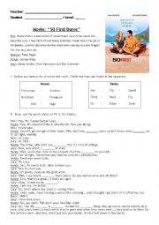 English Worksheet: Movie lesson: 50 first dates (Now with key)