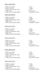 English worksheet: READ AND MATCH