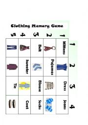 English worksheet: clothing memory
