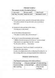 English Worksheet: THEORY PRESENT SIMPLE vs PRESENT CONTINUOUS