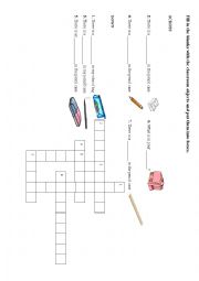 English Worksheet: Classroom Objects Crossword-puzzle