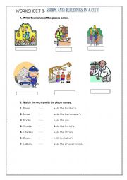 English Worksheet: places in a city
