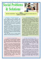 English Worksheet: Social Problems and Solutions