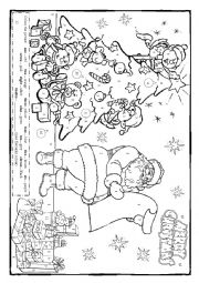 English Worksheet: Christmas colouring! (colours, numbers 1-12)