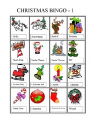 English Worksheet: Christmas bingo 1 of 4 