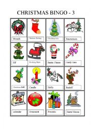 English Worksheet: Christmas bingo 3 of 4 