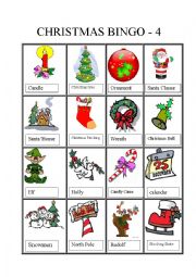 English Worksheet: Christmas bingo 4 of 4 