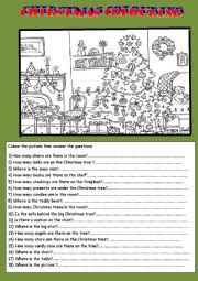 English Worksheet: christmas colouring 