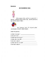 English Worksheet: READING ABOUT TOYS AND MATERIALS