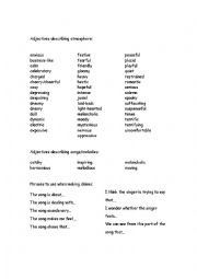 English Worksheet: Adjectives describing atmosphere