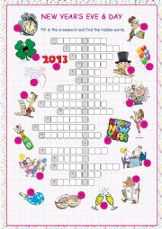 New Years Eve & Day Crossword Puzzle