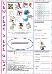 New Years Eve & Day Vocabulary Exercises