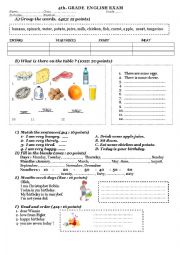 English Worksheet: 4th grade sample exam