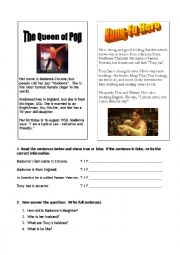 English Worksheet: Reading - famous people (Madonna, Tony Jaa)