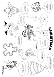 English Worksheet: Christmas vocabulary and colouring