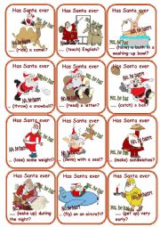 English Worksheet: Has Santa ever....? Go fish Game